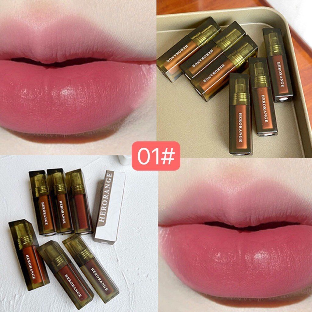  Son Kem Lì Mịn Môi HERORANGE Floating Fog Naked Lip Glaze Nội Địa Trung 