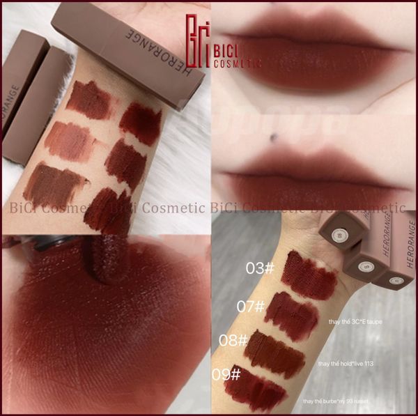  Son Kem Lì Vỏ Vuông HERORANGE Matte Lip Color 