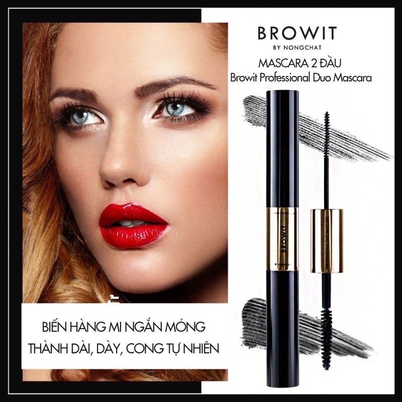  Mascara 2 Đầu Tiện Lợi Không Trôi BROWIT By NONGCHAT Professional Duo Mascara #SEXY BLACK 