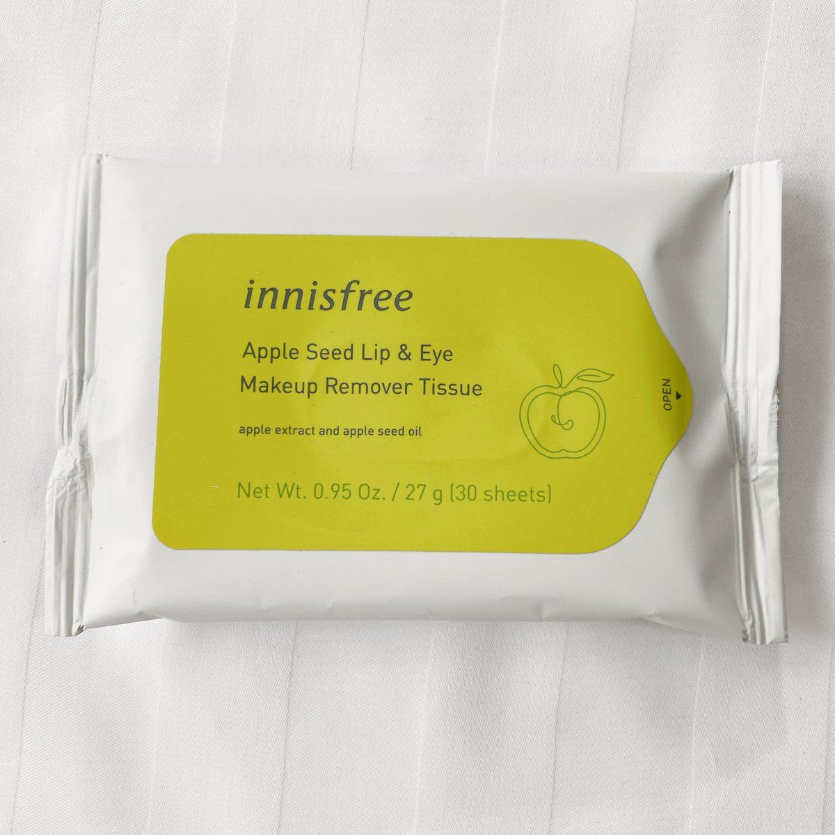  Khăn Tẩy Trang Innisfree Apple Seed Lip&Eye Makeup Remover Tissue (30 miếng) (DATE 27.08.2022) 