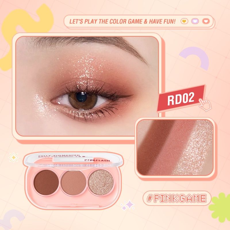  Bảng Phấn Mắt 3 Màu Tiện Lợi Lâu Trôi PINKFLASH 3 Pan Eyeshadow | PF-E23 