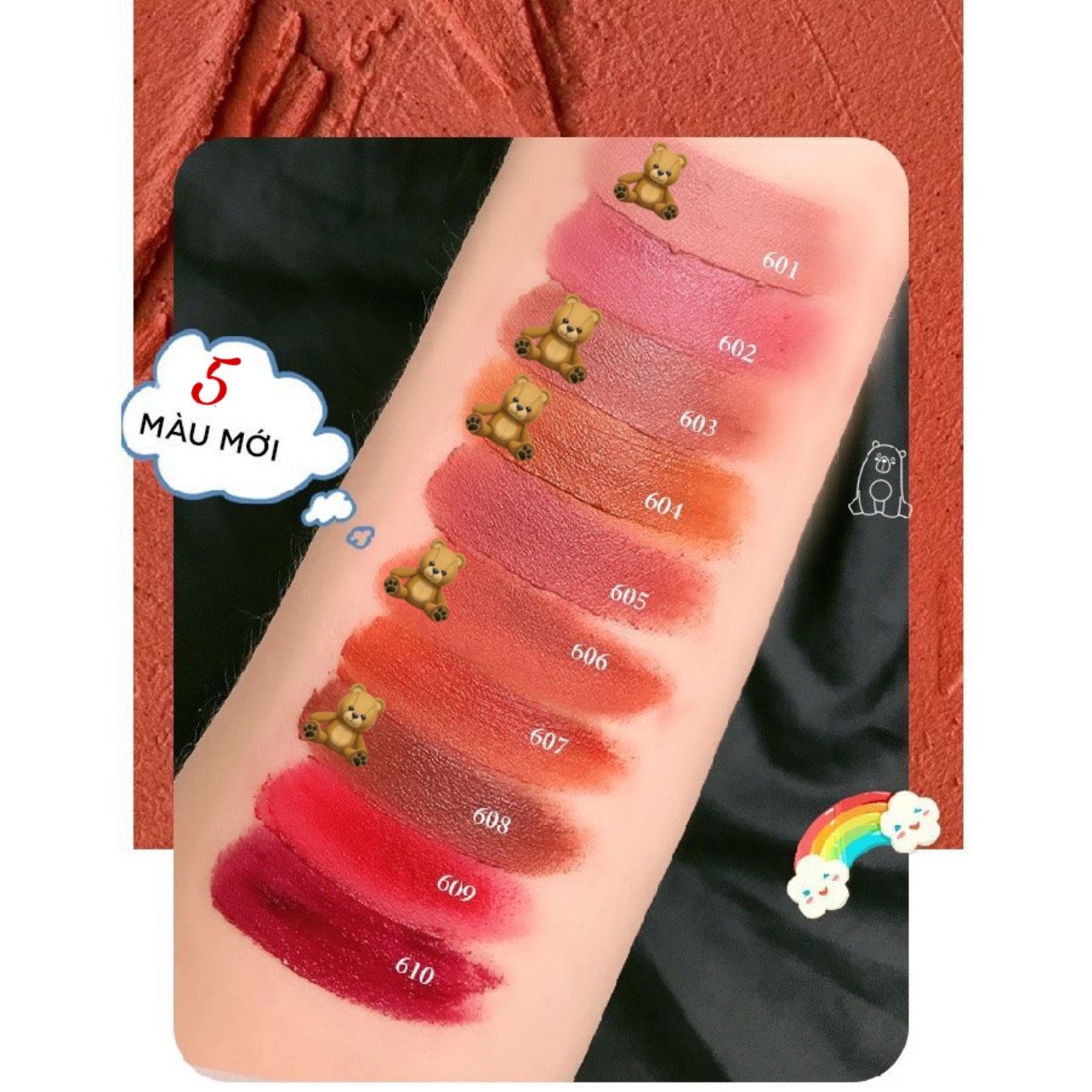  Son Kem Lì Hình Gấu HOLD LIVE Maddie Bear Soft Fog Lip Mud Nội Địa Trung 