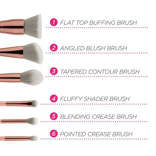  Bộ Cọ 6 Cây Kèm Túi BH COSMETICS Petite Chic 6 Piece Mini Brush Set With Bag 