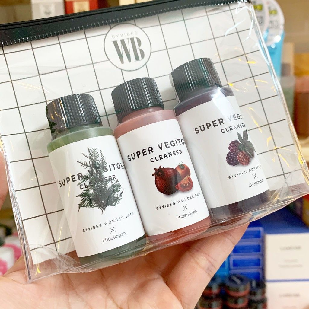 Set Mini Sữa Rửa Mặt Thải Độc Rau Củ Byvibes Wonder Bath Super Vegitoks Cleanser (3 Chai)