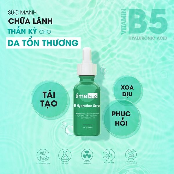  (Mẫu Mới) Tinh Chất Phục Hồi Chữa Lành Cấp Ẩm Cho Da Yếu, Treatment TIMELESS B5 Hydration Serum - 30ml 