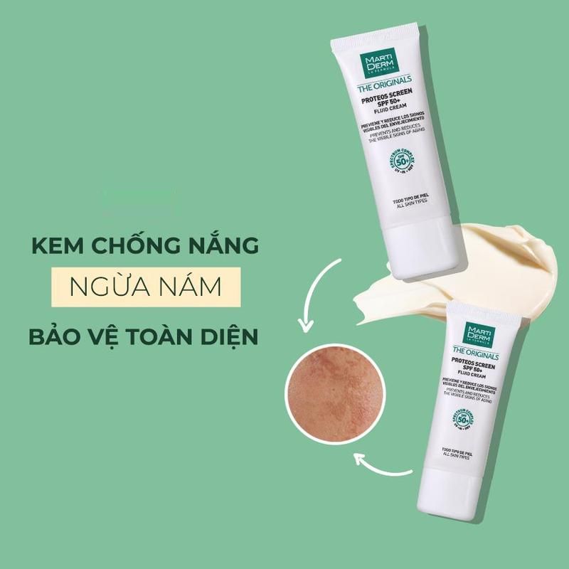  Kem Chống Nắng Phổ Rộng Toàn Diện Ngừa Nám Da MARTIDERM THE ORIGINALS Proteo Screen SPF50+ FLUID CREAM 40ml 