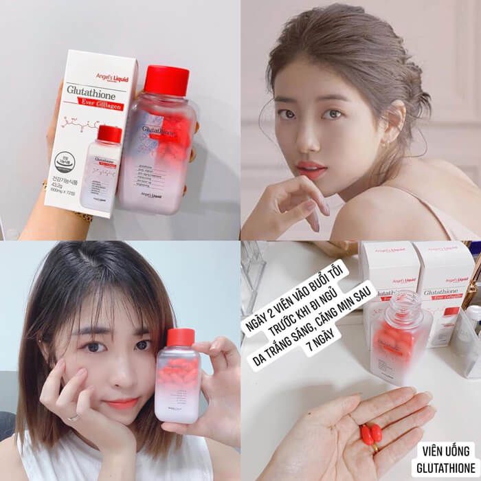 Viên Uống Trắng Da, Giúp Da Săn Chắc Angel's Liquid Glutathione Ever Collagen (35 Viên)