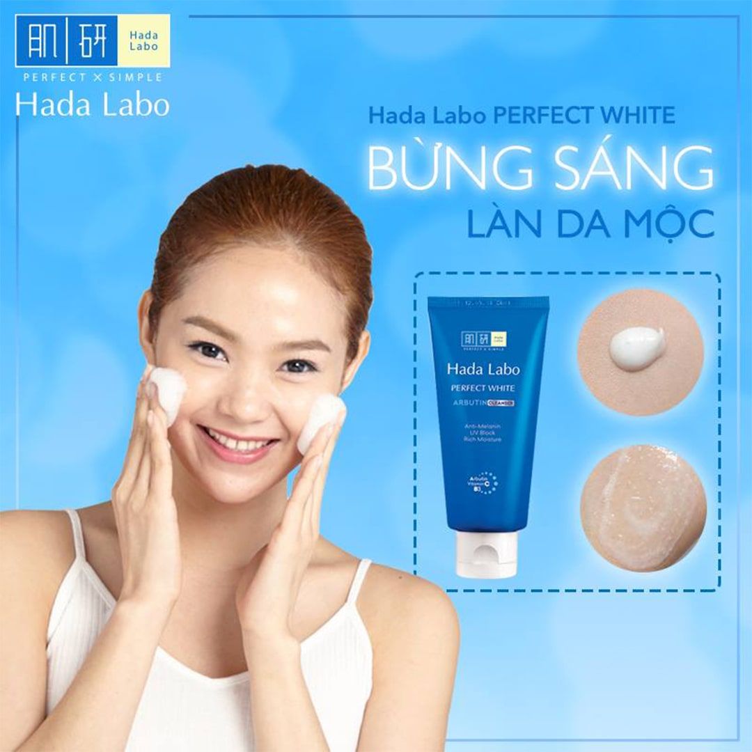 Kem Rửa Mặt Dưỡng Trắng Hoàn Hảo Hada Labo Perfect White Arbutin Cleanser (không tích điểm)