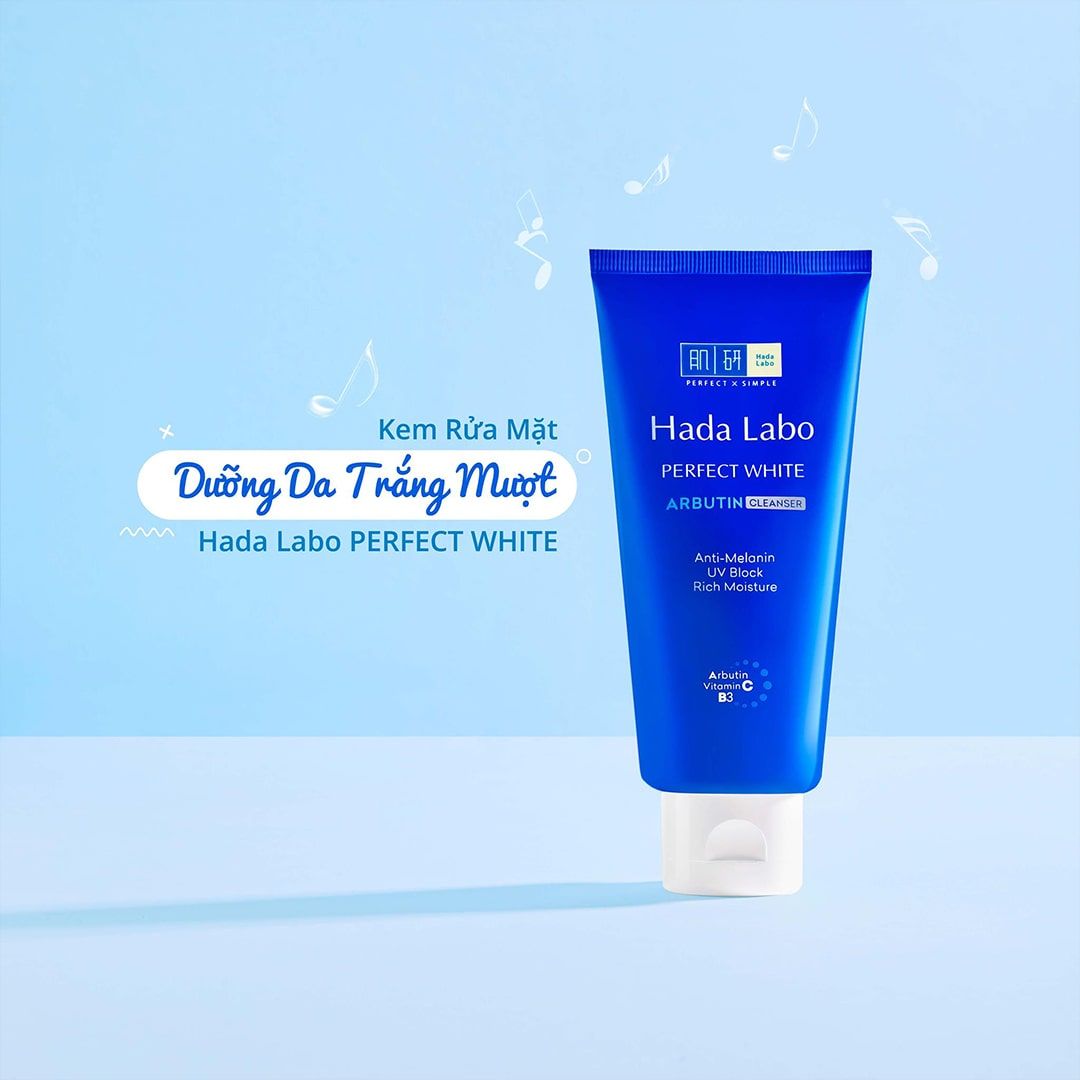 Kem Rửa Mặt Dưỡng Trắng Hoàn Hảo Hada Labo Perfect White Arbutin Cleanser (không tích điểm)