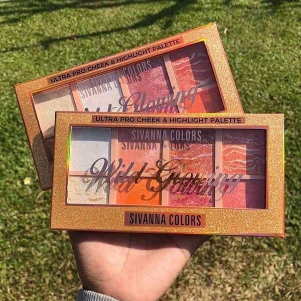 Bảng Phấn Má Hồng & Bắt Sáng Sivanna Colors WilD Glowing Ultra Pro Cheek & Highlight Palette HF3017