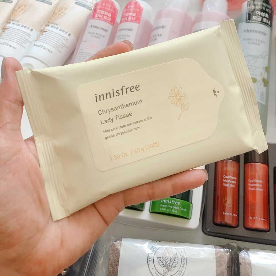 Khăn Lau Vệ Sinh Phụ Nữ Chiết Xuất Từ Hoa Cúc Innisfree Chrysanthemum Lady Tissue (10 tờ)