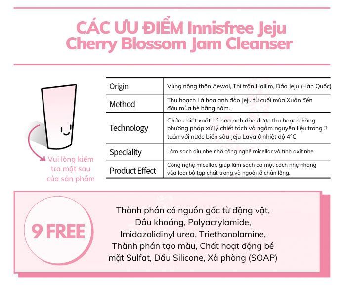 Gel Rửa Mặt Tạo Bọt Innisfree Jeju Cherry Blossom Jam Cleanser 150g