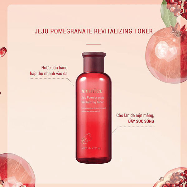 Nước Hoa Hồng Làm Sáng Da, Ngăn Ngừa Lão Hóa Chiết Xuất Từ Lựu Innisfree Jeju Pomegranate Revitalizing Toner 200ml