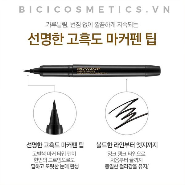 Bút Dạ Kẻ Mắt Gold Collagen Marker Eyeliner The Face Shop – #01Black