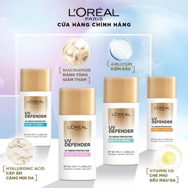  Kem Chống Nắng Ngừa Lão Hóa L'OREAL UV Defender Serum Protector SPF50+ PA++++ 