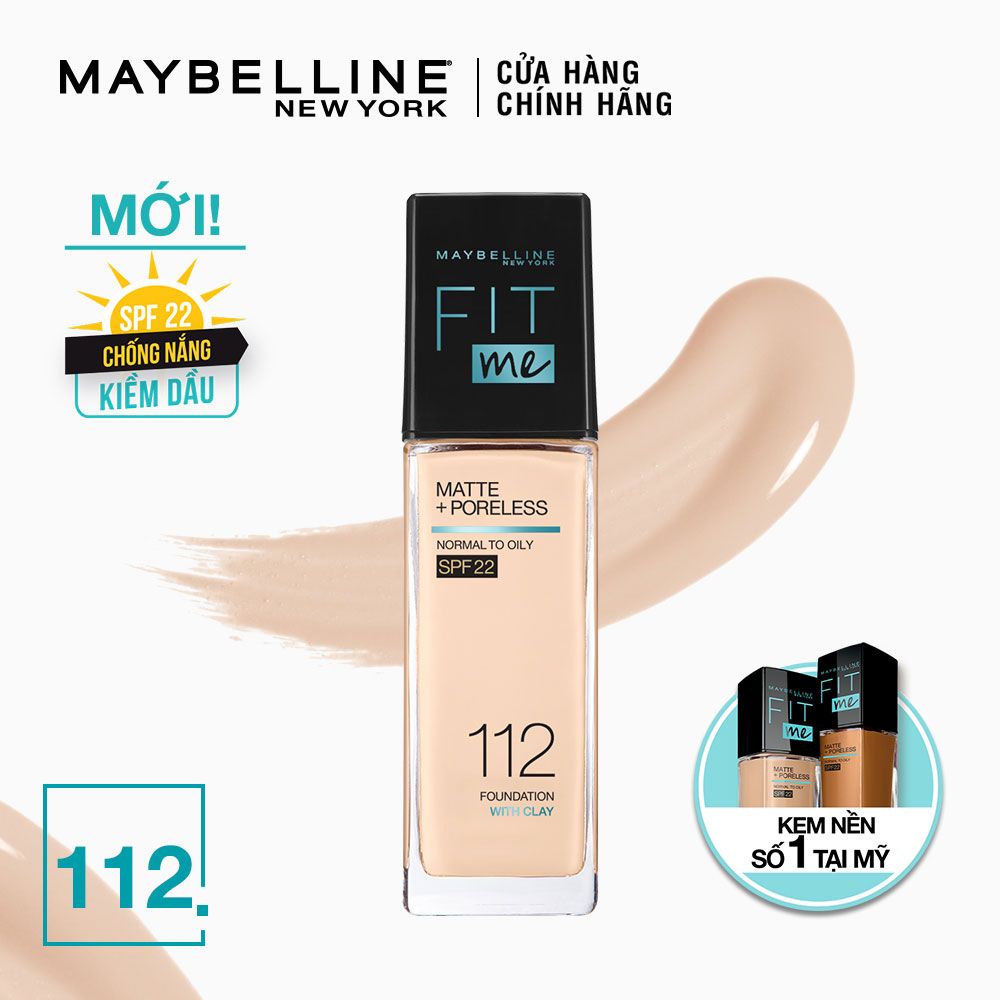  (Mẫu Mới) Kem Nền Mịn Lì Maybelline Fit Me Matte + Poreless Foundation Có Vòi Pump, Có Tem Phụ 