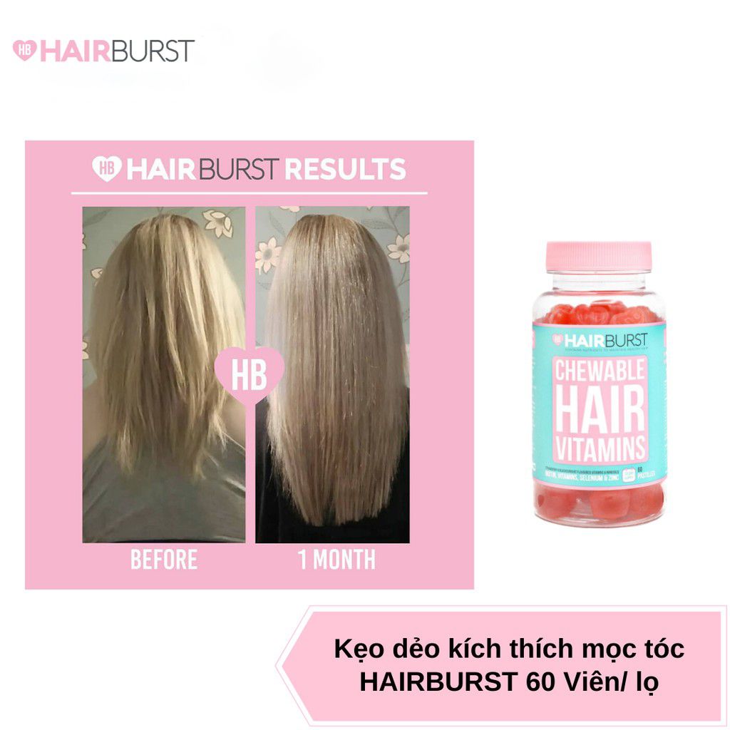  Kẹo Dẻo Vitamin Kích Thích Mọc Tóc HAIRBURST Chewable Hair Vitamins (60 VIÊN) 