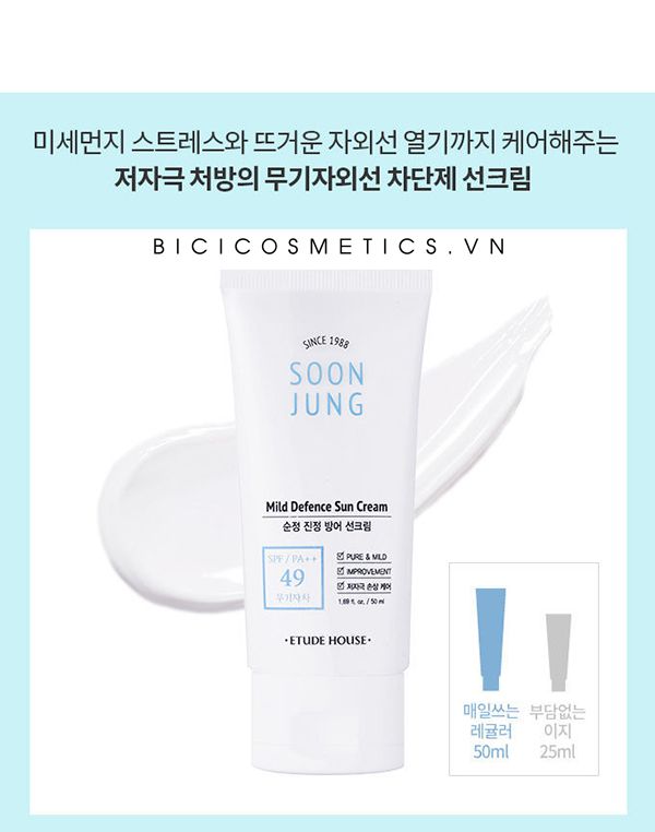 Kem Chống Nắng Soon Jung Mild Defence Sun Cream (50ml)