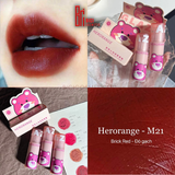  Son Kem Lì Không Dính Cốc Gấu Hồng HERORANGE Beckoning Bear Velvet Lip Glaze 