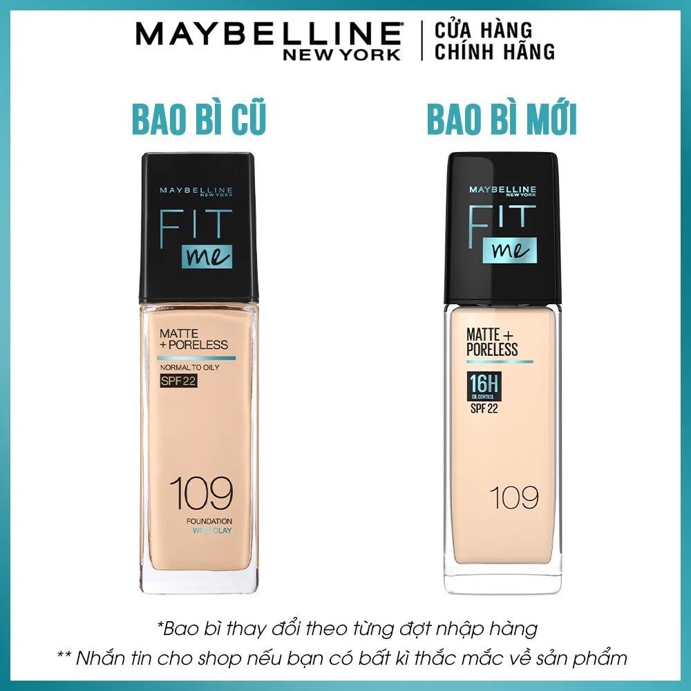  (Mẫu Mới) Kem Nền Mịn Lì Maybelline Fit Me Matte + Poreless Foundation Có Vòi Pump, Có Tem Phụ 