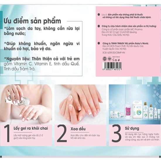 Gel Rửa Tay Khô Kháng Khuẩn Cá Nhân MC Pharma 120ml