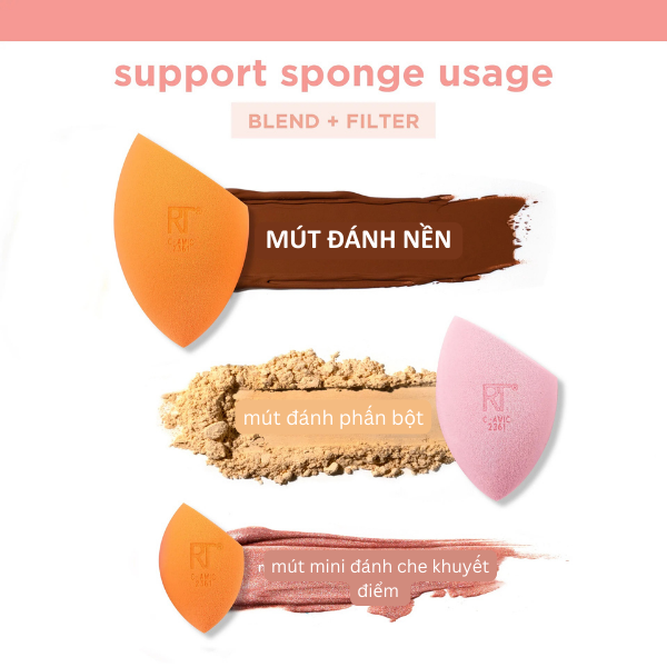  Set 3 Mút Trang Điểm REAL TECHNIQUES Sponge Set Ultimate Sponge Trio 