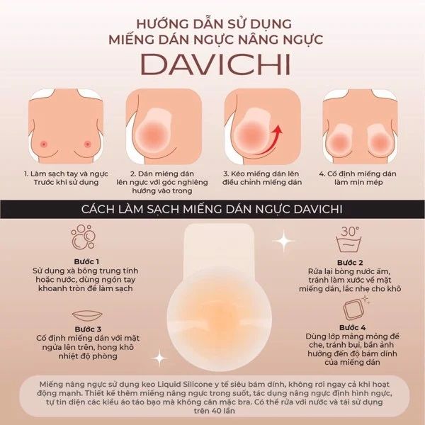  Miếng Dán Ngực Sillicone Nâng Ngực Có Thể Tái Sử Dụng DAVICHI Lifting Nippe Covers (2 cặp - 4 miếng) 