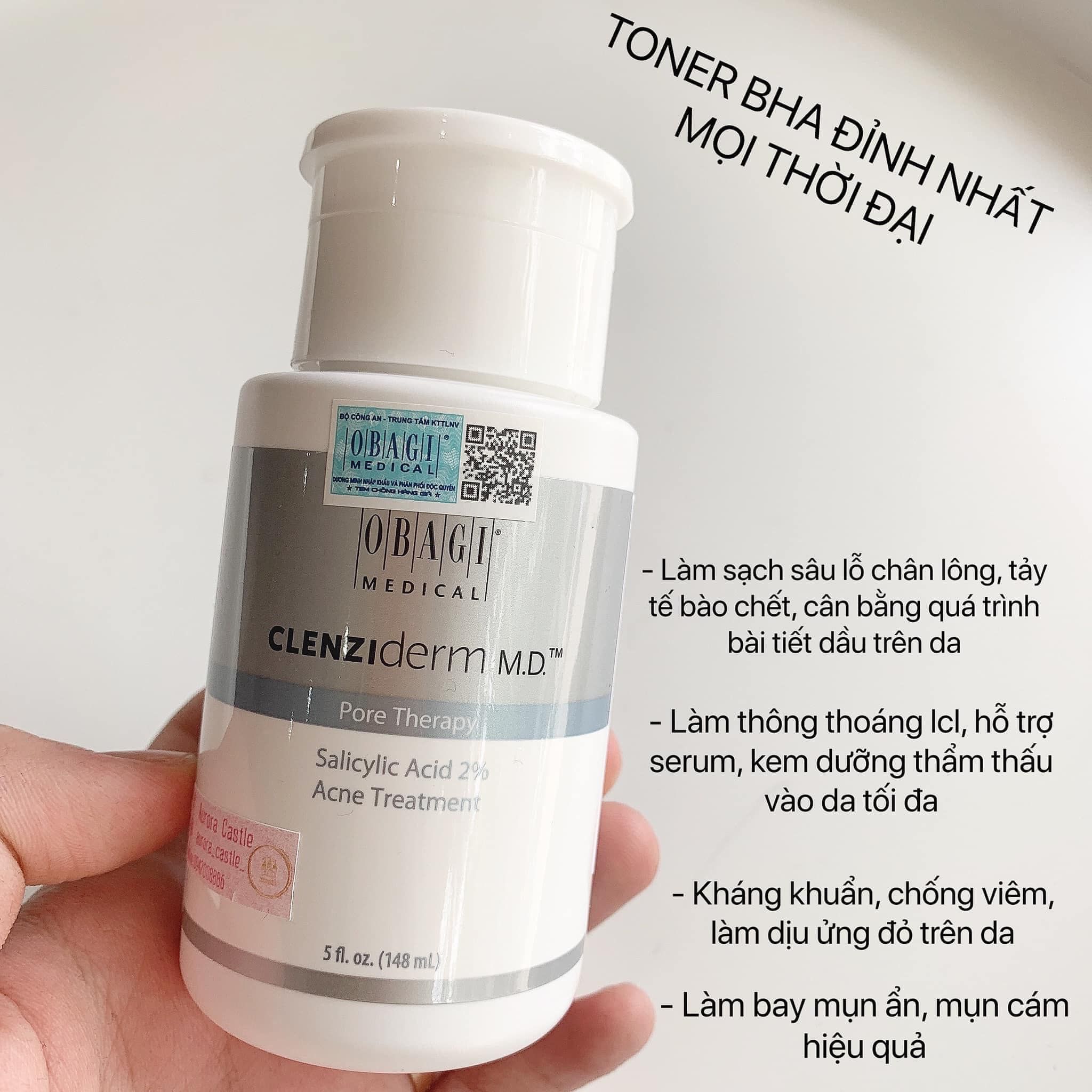  Dung dịch Đặc Trị Mụn Toner BHA OBAGI Clenziderm M.D Pore Therapy 148ml 