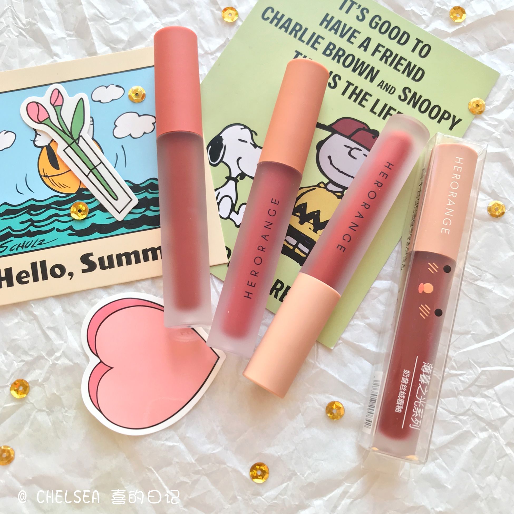  Set 3 Son Kem HERORANGE Fluffy Lip Glaze Nội Địa Trung 