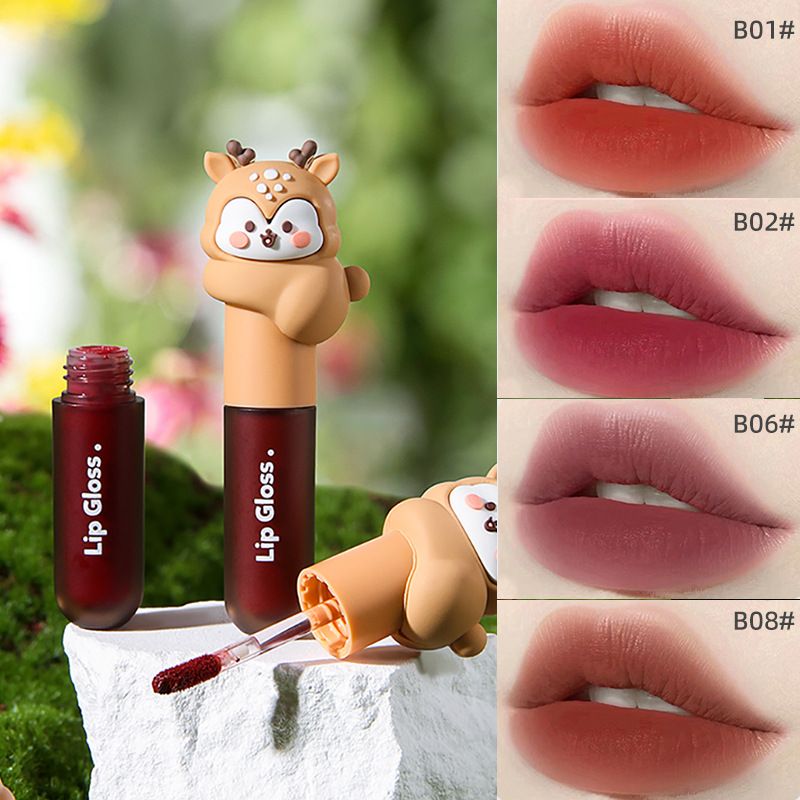  Son Kem Lâu Trôi Nắp Nai Nâu MANSLY Fog Lip Gloss Nội Địa Trung 