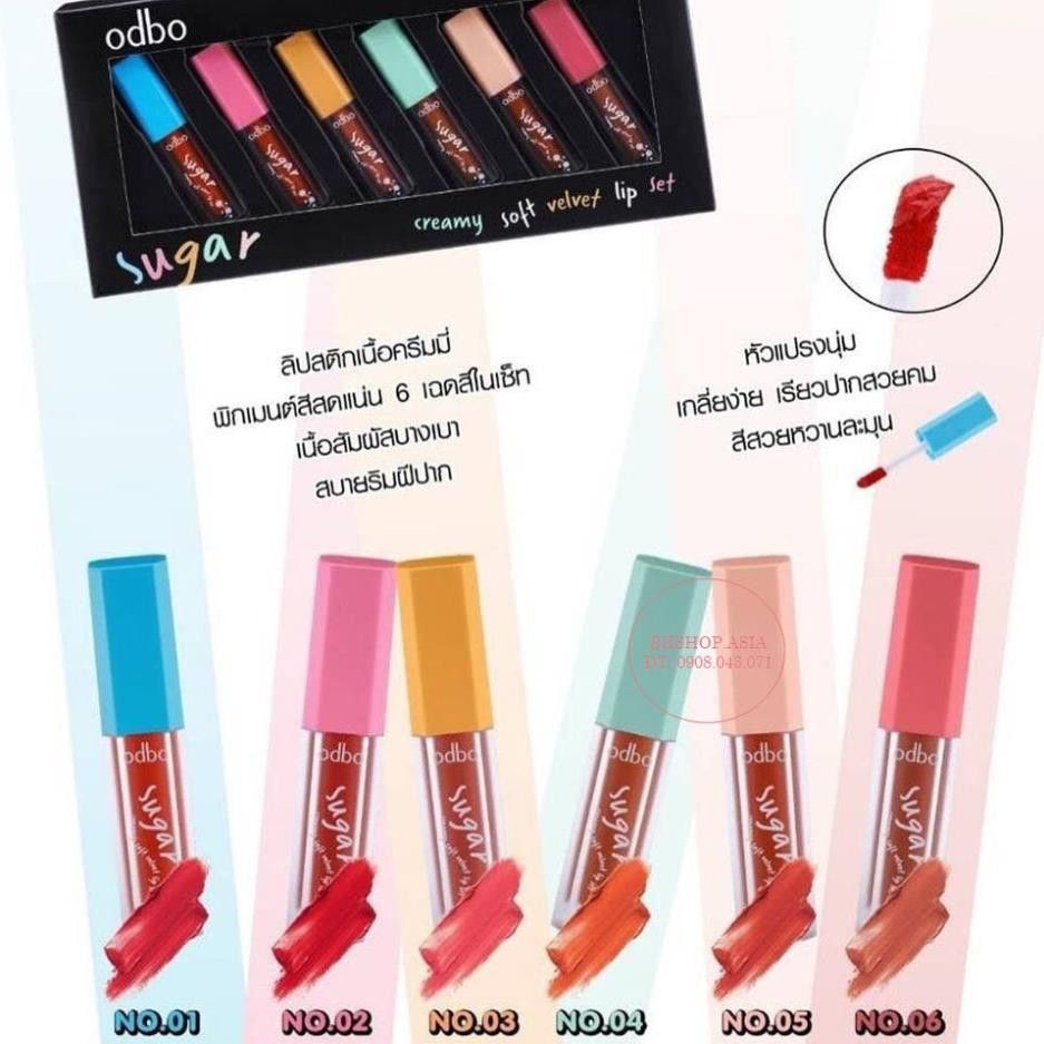 Set Son Odbo Sugar Creamy Soft Velvet Lip Set OD580