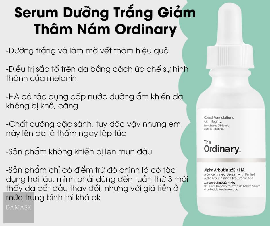  Tinh chất dưỡng trắng mờ thâm nám The Ordinary Alpha Arbutin 2% + HA (30ml) 