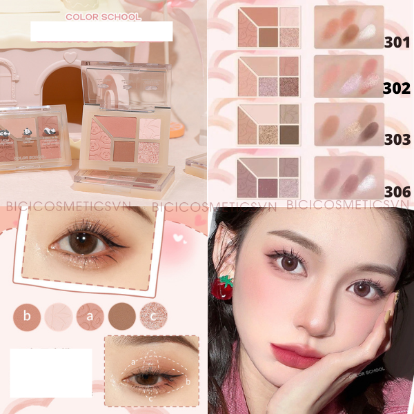 Bảng Phấn Mắt 5 Ô Gấu Trúc COLOR SCHOOL Little Panda Eyeshadow Pallete
