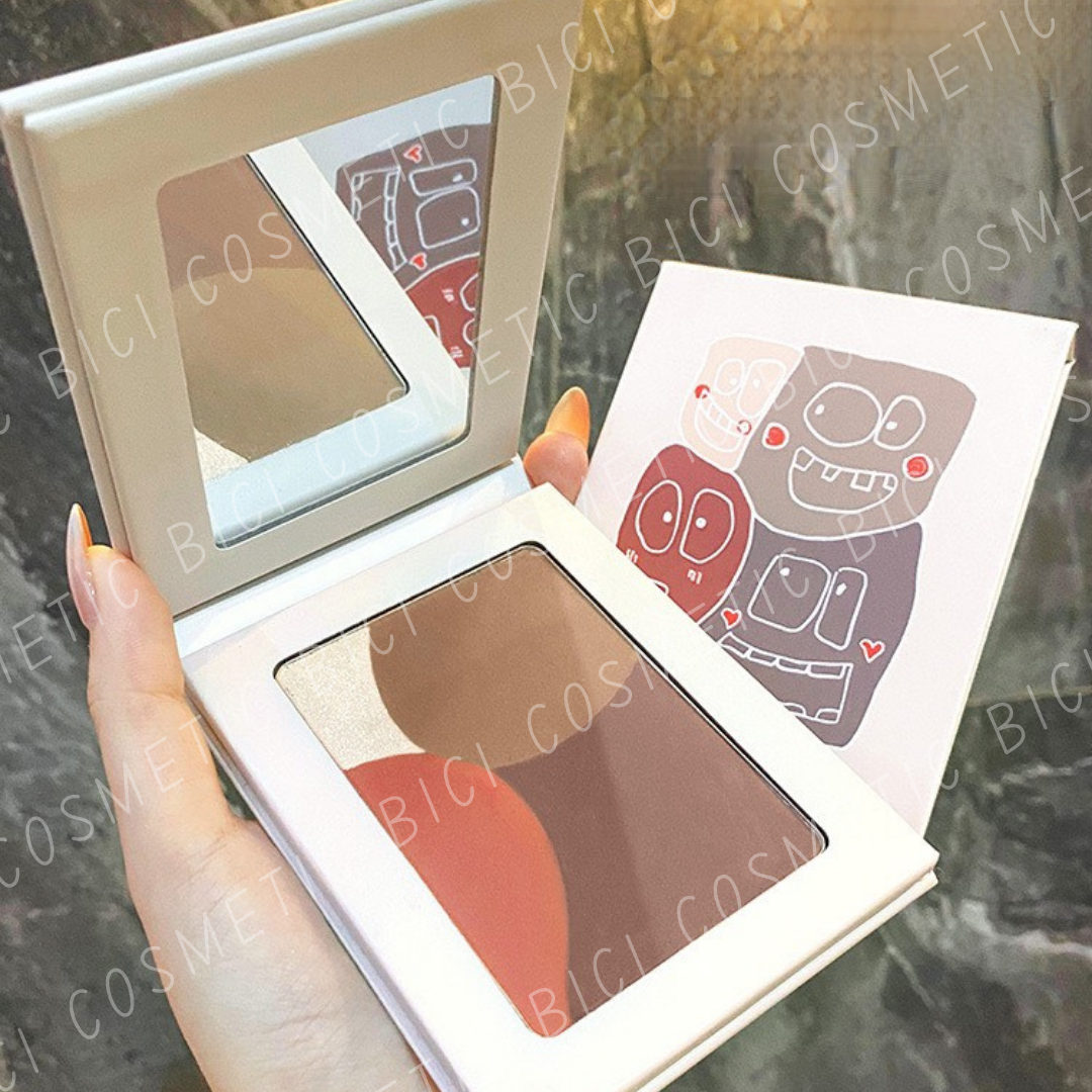 BẢNG PHẤN ĐA NĂNG MÁ-HIGHLIGHT-TẠO KHỐI 4 Màu GECOMO Funny Smiley Four-color Pressed Powder NĐT