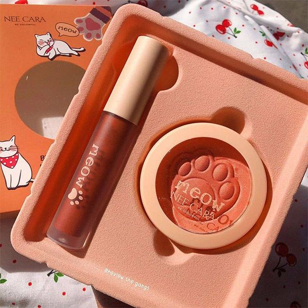 Set Má Hồng Và Son Môi Nee Cara Blush & Lip Glaze Make Up Kits N317