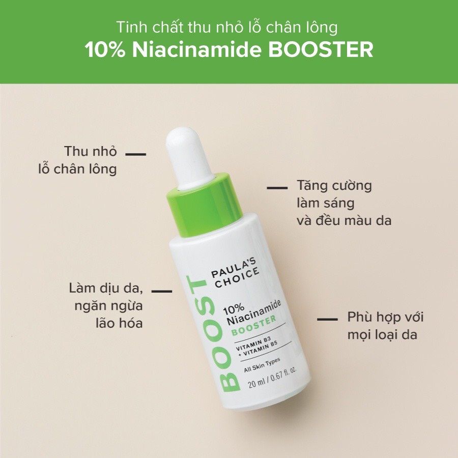  Tinh Chất Sáng Da Se Khít Lỗ Chân Lông PAULA'S CHOICE 10% Niacinamide Booster 20ml (06/2024) 