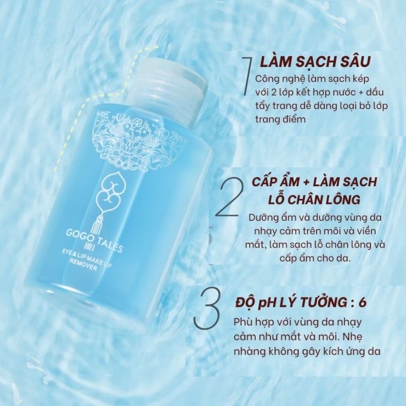  Tẩy Trang Mắt Môi GOGO TALES Clean Eye And Lip Make Up Remover 