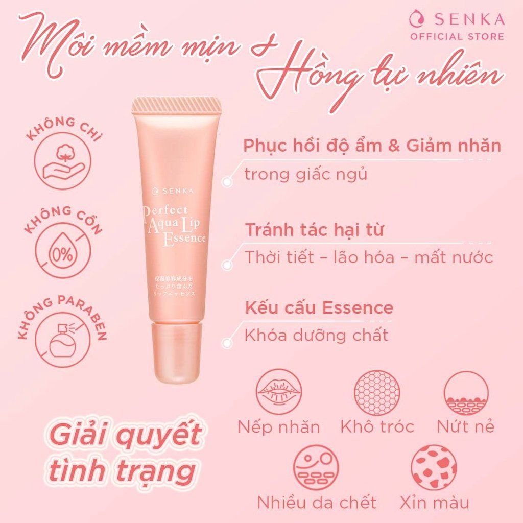  Mặt Nạ Ngủ Môi Cấp Ẩm & Ngừa Khô Môi SENKA Aqua Essence 10g 