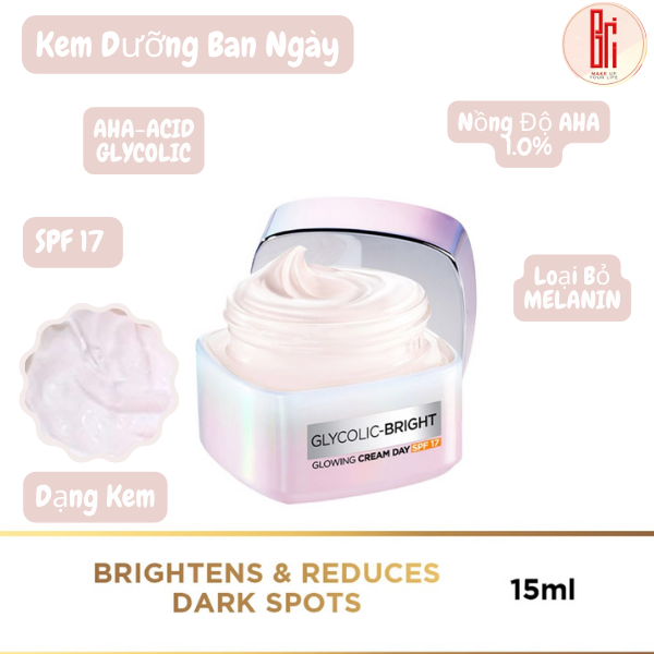  Kem Dưỡng Sáng Da Ngày Đêm L'Oreal Paris Glycolic - Bright Glowing Cream Day/Night 50ml 