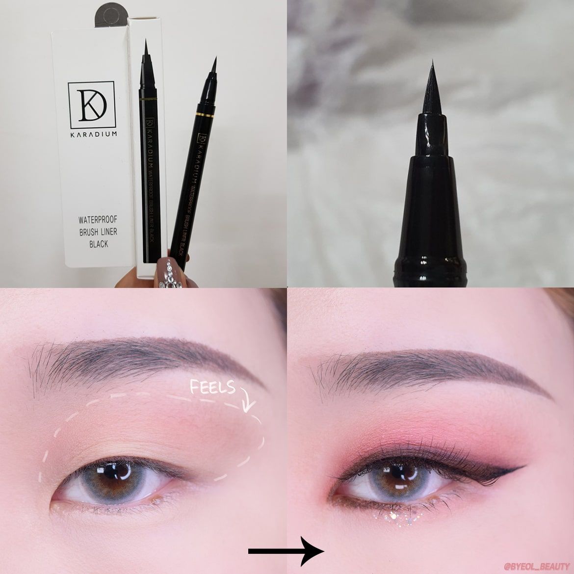 Bút Dạ Kẻ Mắt Karadium Waterproof Brush Liner Black