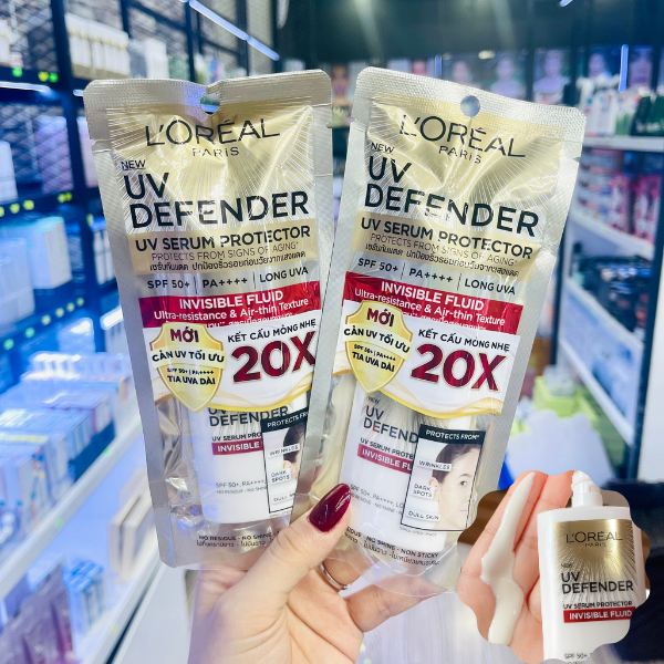  Kem Chống Nắng Loreal Paris UV Defender Serum Invisible Fluid Mỏng Nhẹ 50ml 