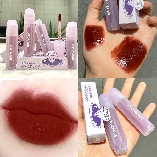  Son Kem Lì Kim Cương Tím HERORANGE Matte Lip Diamond  Nội Địa Trung - HRDZ001 