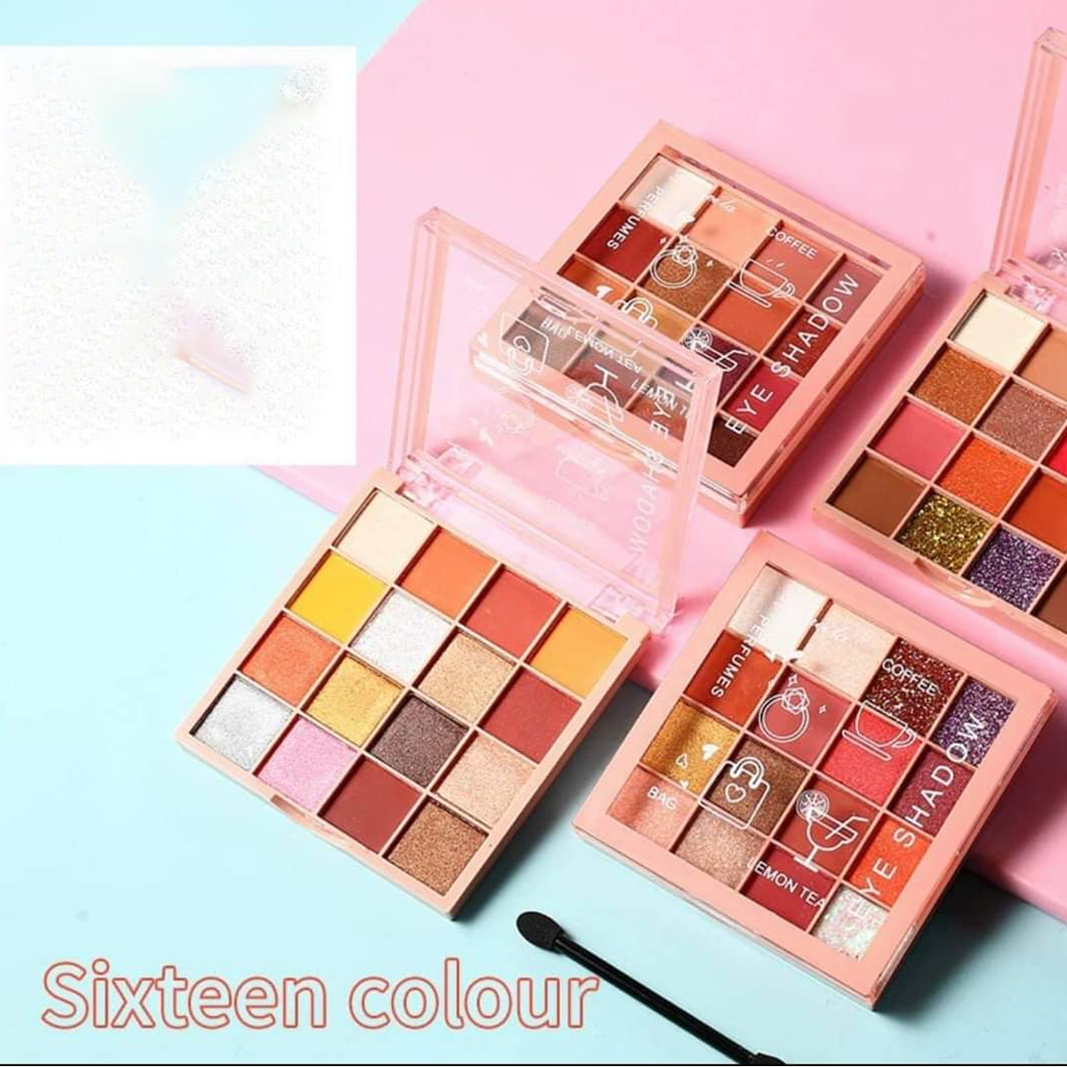 Bảng Phấn Mắt Nội Địa Trung Lameila Tutu 16 ô màu Eye Shadow Coffee x Lemon Tea Có Nhũ