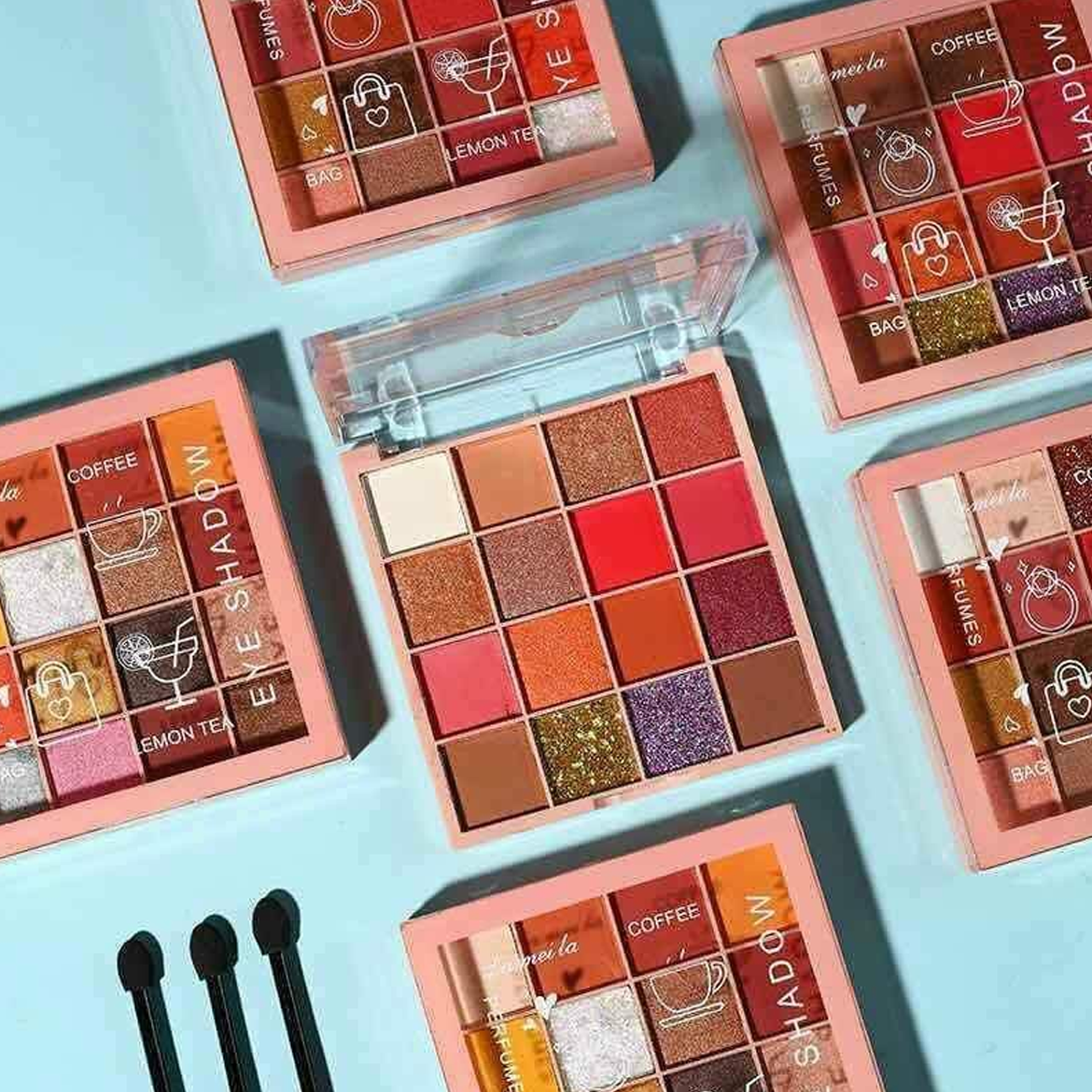 Bảng Phấn Mắt Nội Địa Trung Lameila Tutu 16 ô màu Eye Shadow Coffee x Lemon Tea Có Nhũ