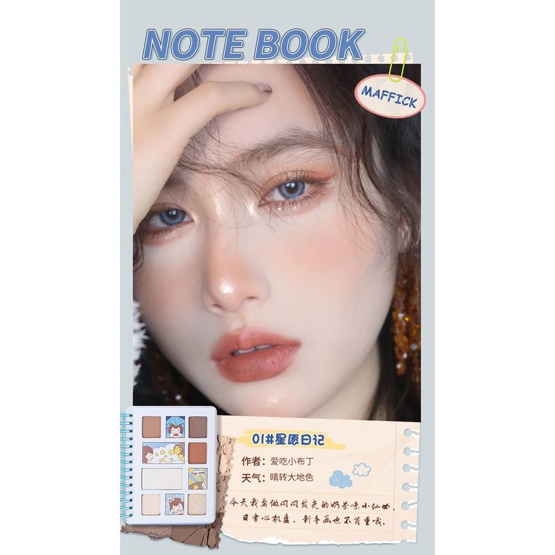  Bảng Phấn Mắt 6 Màu MAFFICK Note Book Eye Shadows Pallete Nội Địa Trung 