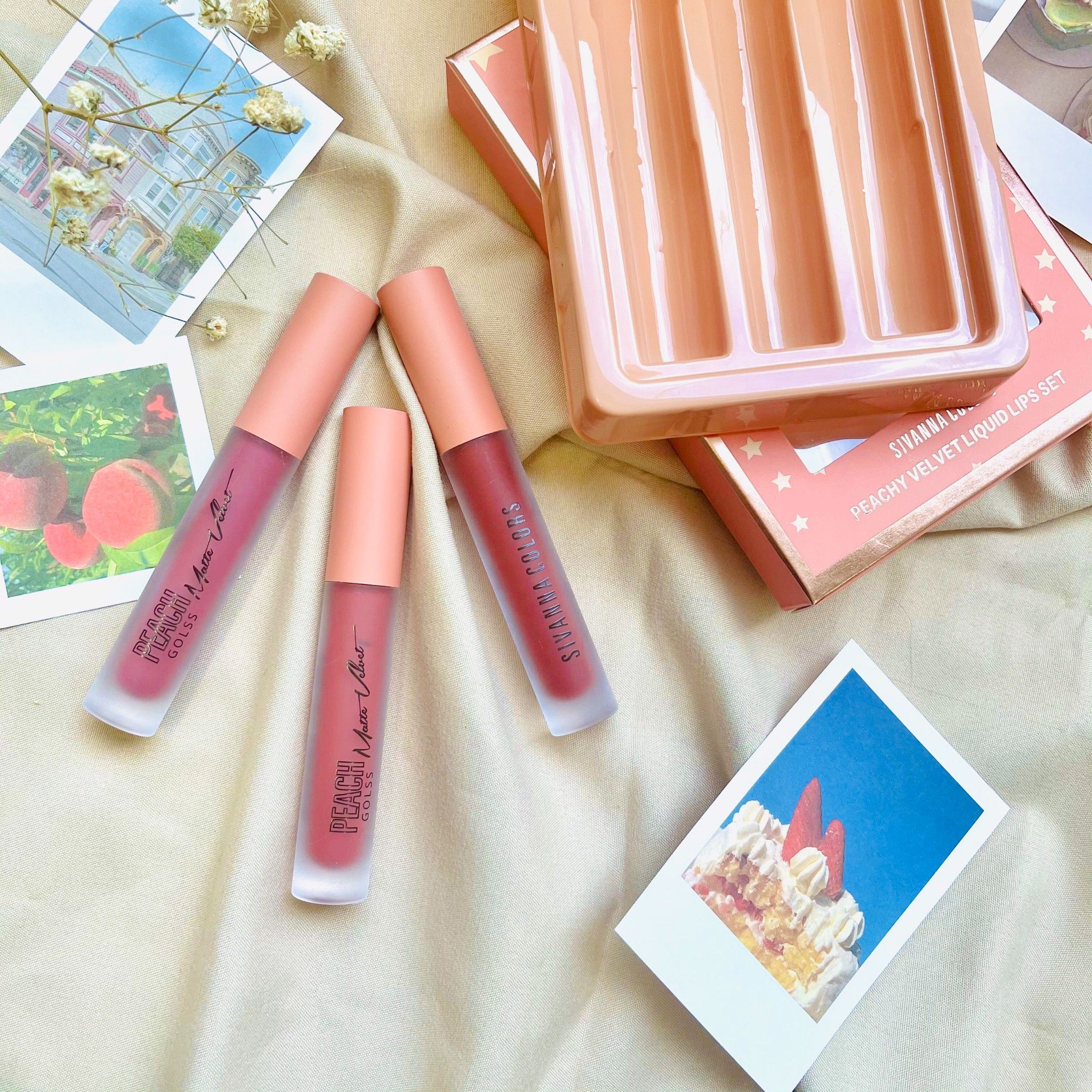 Set Son 3 Màu Sivanna Colors Peachy Velvet Liquid Lips Set HF5041 - #No1 #No2