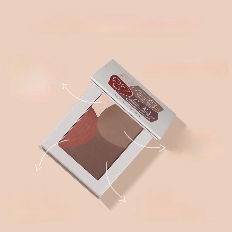 BẢNG PHẤN ĐA NĂNG MÁ-HIGHLIGHT-TẠO KHỐI 4 Màu GECOMO Funny Smiley Four-color Pressed Powder NĐT