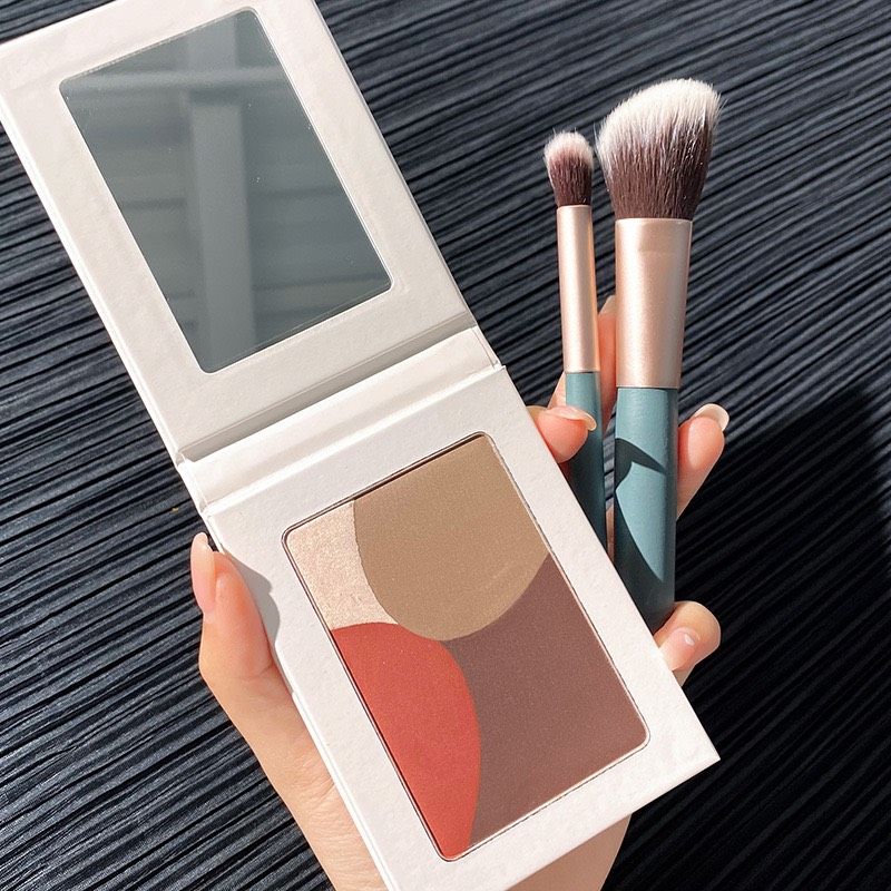 BẢNG PHẤN ĐA NĂNG MÁ-HIGHLIGHT-TẠO KHỐI 4 Màu GECOMO Funny Smiley Four-color Pressed Powder NĐT