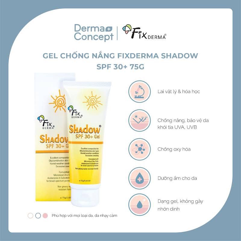  Kem/Gel Chống Nắng Phổ Rộng FIXDERMA Shadow - 75g (MẪU MỚI NHẤT) 