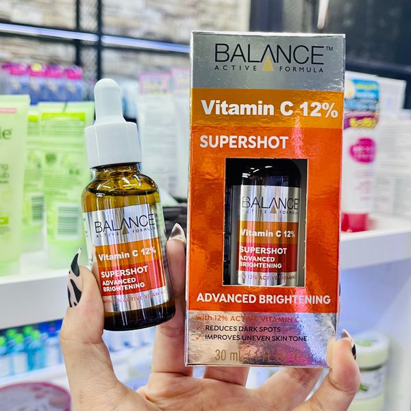  (Dòng Mới 2022) Tinh Chất Mờ Thâm Nám, Làm Đều Màu Da Thế Hệ Mới BALANCE 12% Vitamin C Super Shot Serum - 30ml 